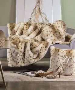 Blumarine Coperta Matrimoniale In Pelliccia Sintetica Lince